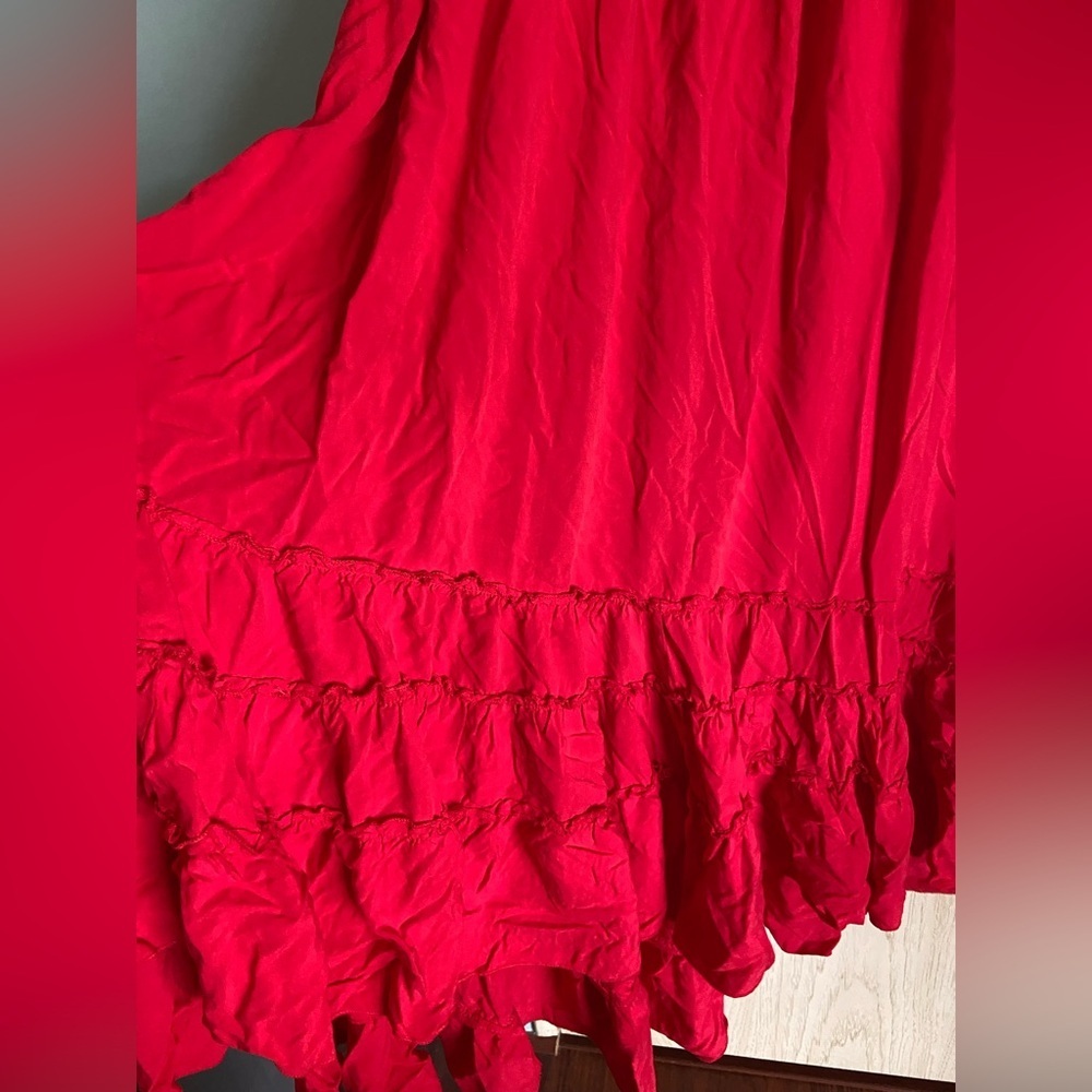 R.Vivimos Women Summer Cotton Sexy Blackless Long Dresses RED Sz Large 12/14 - Picture 3 of 14